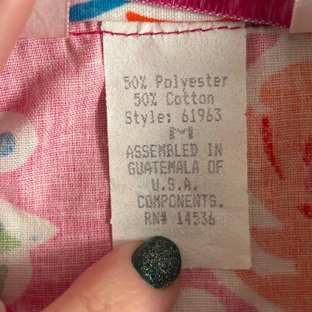 VTG EUC‎ 70s Evelyn Pearson XL Pearl Snap House Dress Floral Pockets Hot Pink